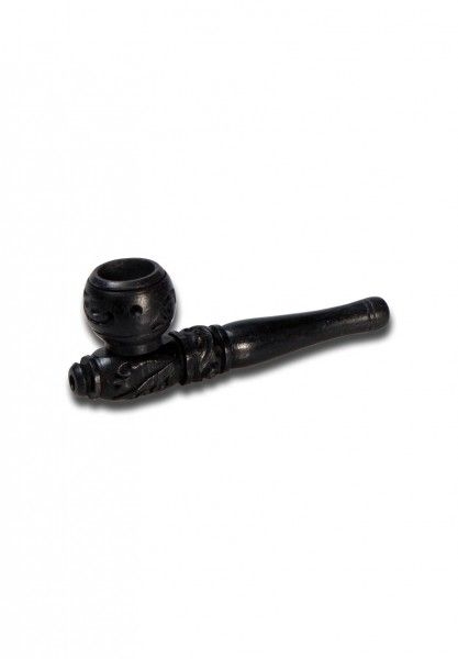 1d04f06d5c79a9cb78b150fb151c21d1b9de7429 Holzpfeife dunkel 80mm Ebenholz geschnitzt