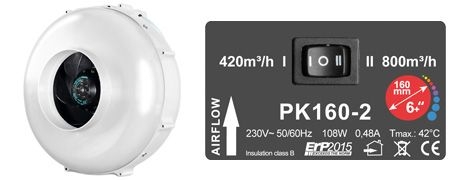 f1e73d7cabb94243a031fed6d924bd54a1d6a7b7 Prima Klima 160, 2 Stufen regelbar 420/800 m³/h