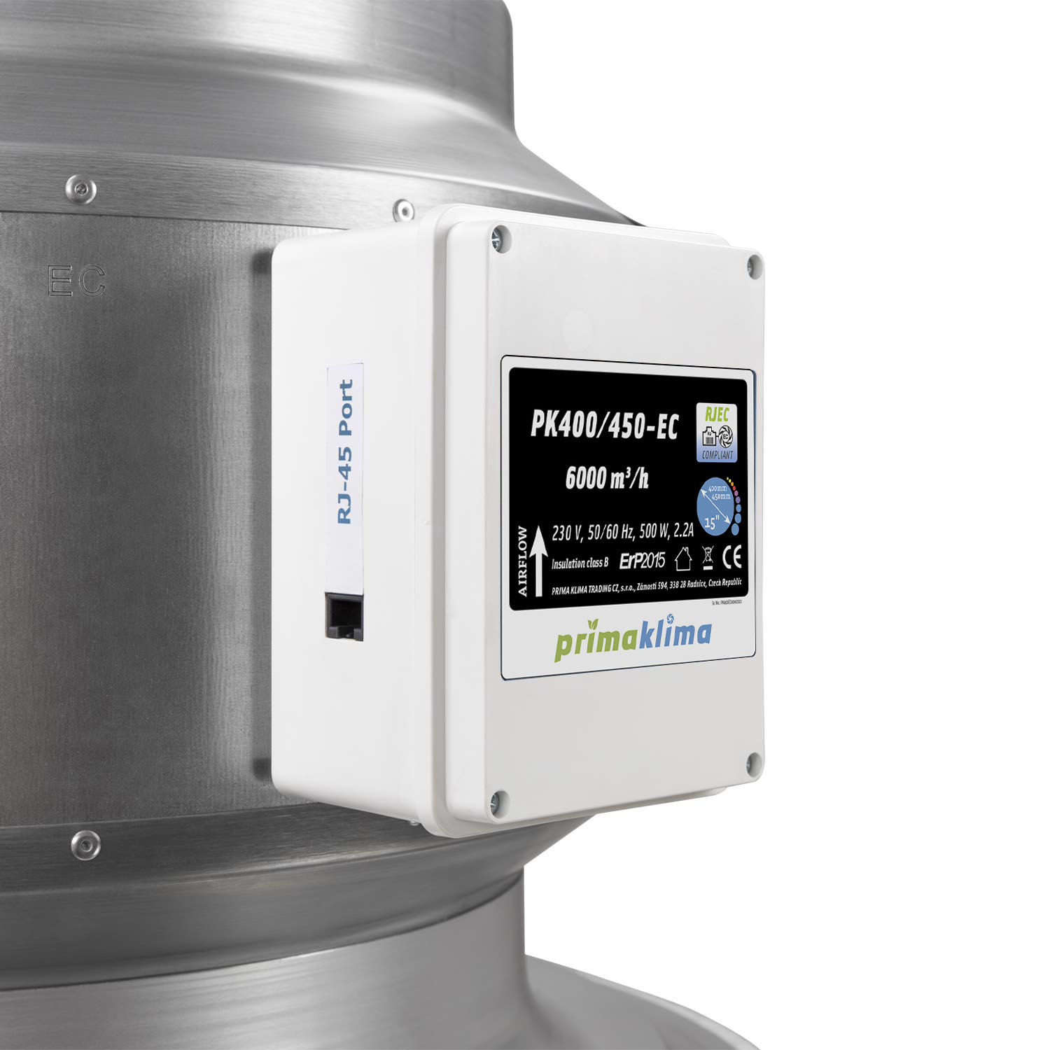 Prima Klima Blueline, 6000m³ Doubleflange 400/450 500W EC-Motor Prima Klima Blueline, 6000m³ Doubleflange 400/450 500W EC-Motor