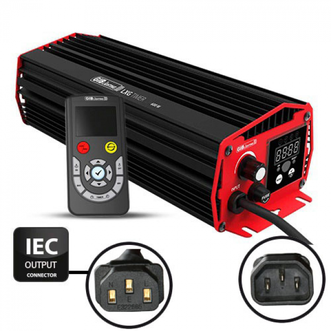 2f9420b820181b99e3130888d11d2a2c5aa6c93d GIB Lighting LXG TIMER 600 W 2.0 Digitales Vorschaltgerät, Stufenlos regelbar mit IEC Connector + Fernbedienung