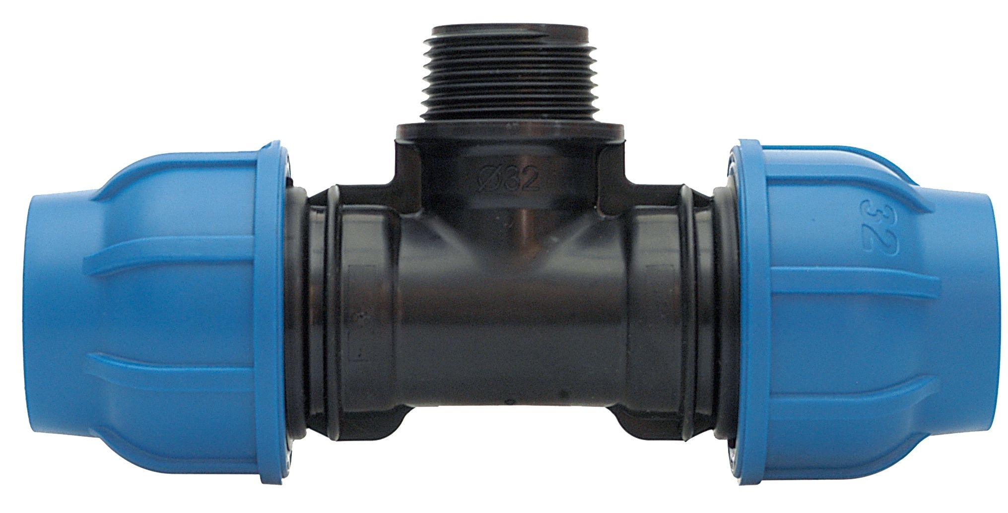 acbad7937507028cedc1cca519510a4f08b8a872 PE-T-Stück 25 mm auf 3/4 Zoll A.G. (Box20)