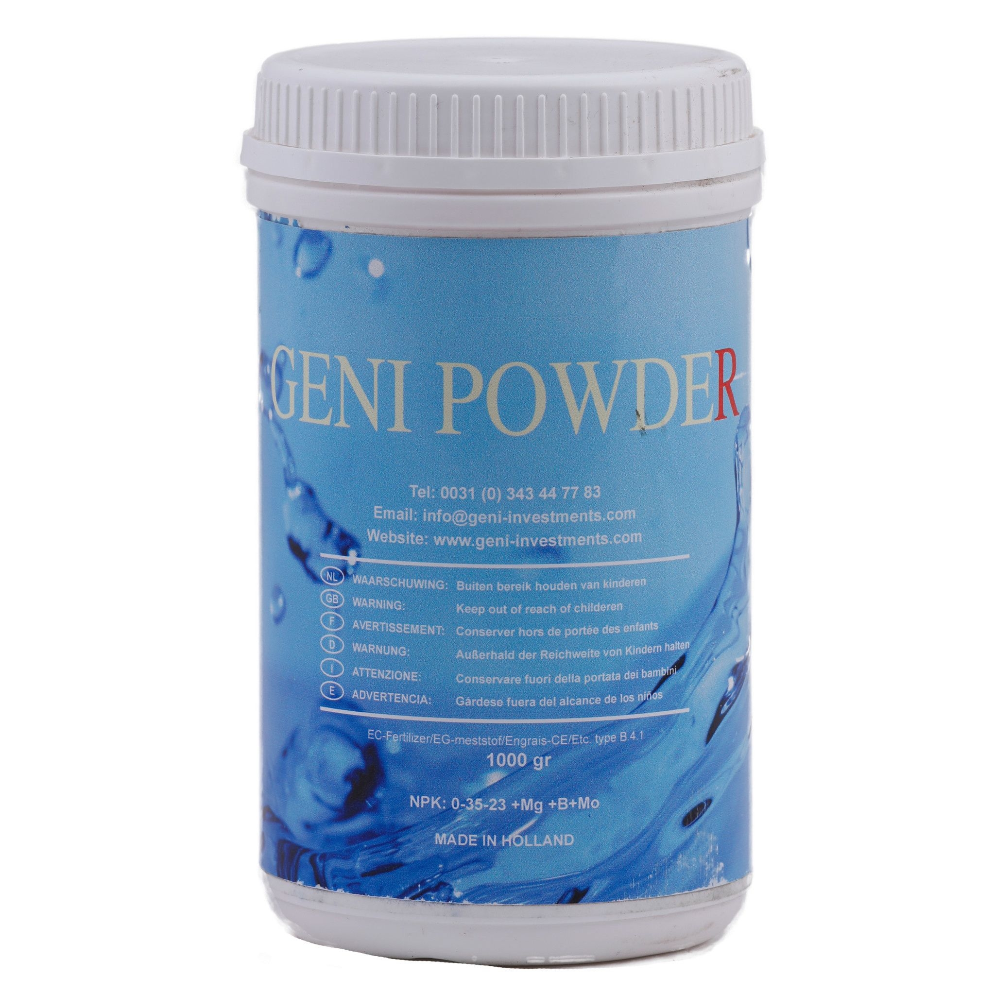 bab040060b03486fd412782658c6a81b2f654996 Geni Powder 1000 g Topf