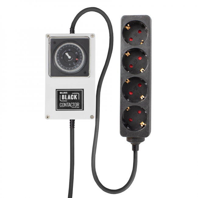2590c6e8f1c239fa9fddc05f7ca059eac0e7fa53 Zeitschaltuhr (LUMii BLACK) mit 4-fach Steckerleiste, Schuko Timer Box Relais