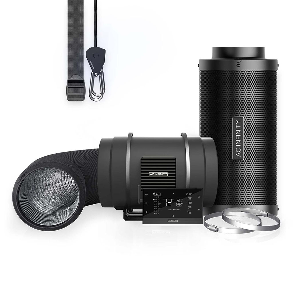 Ac Infinity Luftfilter-Set PRO > AI+ < 200mm. Inline-Ventilator mit Controller Ai+ und Aktivkohlefilter