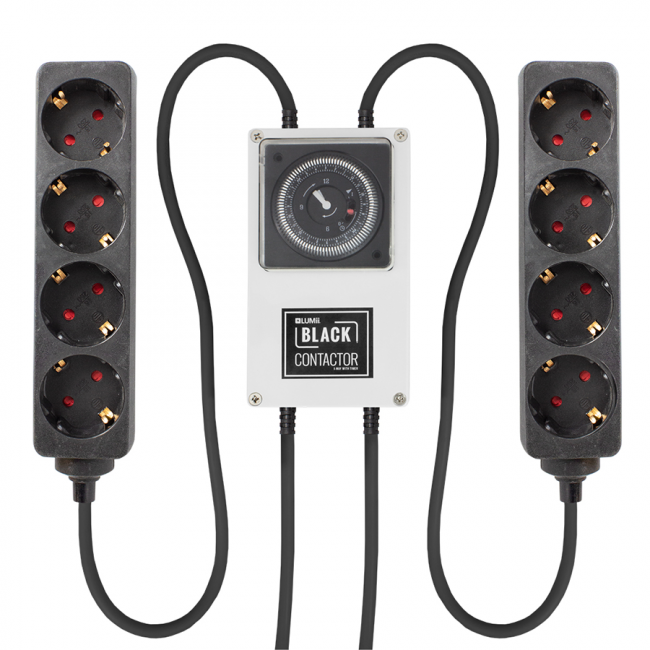 e5bc7ac45085c31991b4d3067ff7477ed46dce7f Zeitschaltuhr (LUMii BLACK) mit 2x 4-fach Steckerleiste, Schuko Timer Box Relais