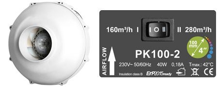Prima Klima 100, 2 Stufen regelbar 160/280 m³/h , nicht mehr lieferbar