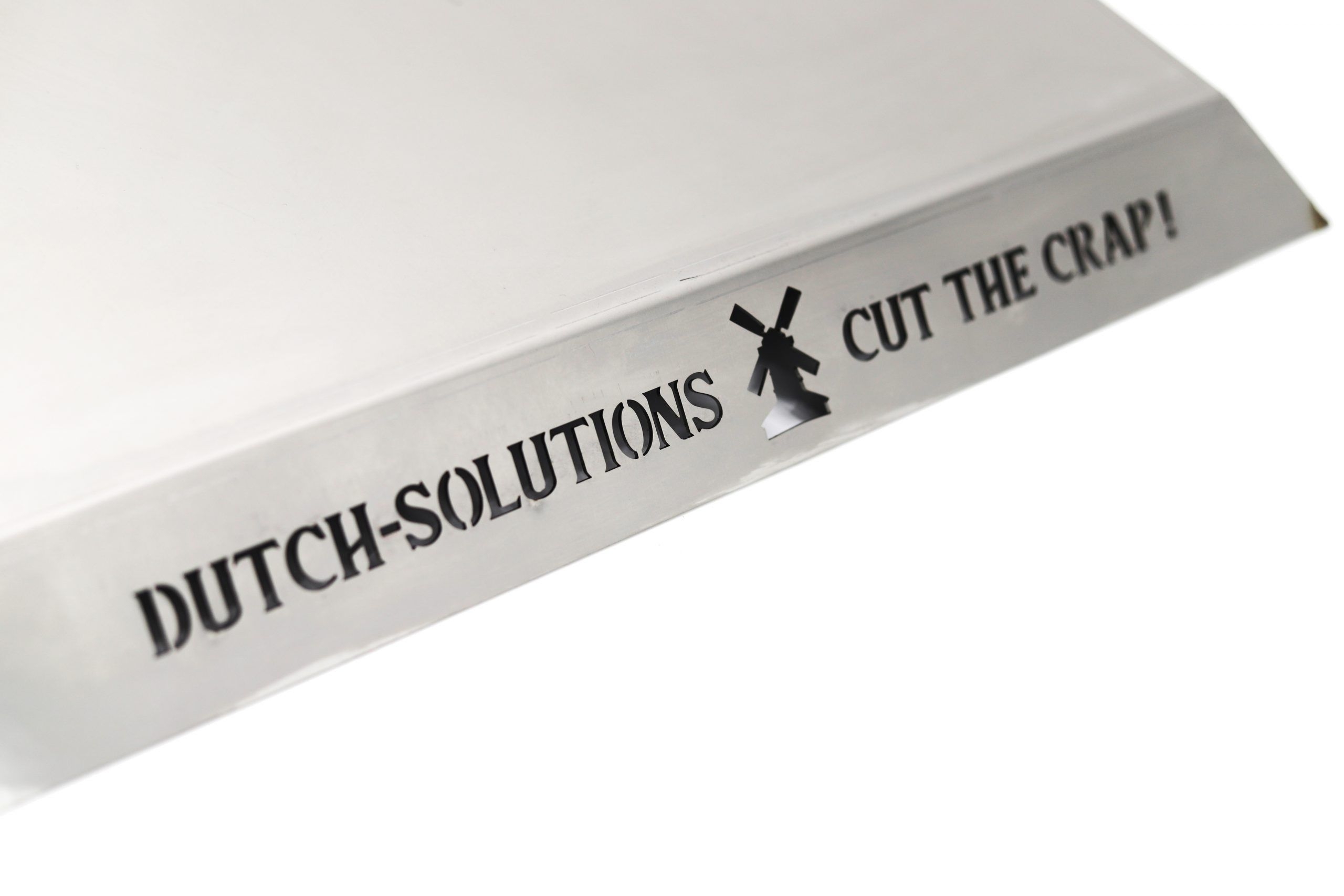 655359460de877bff861b24faae026fbfaf10bfd Dutch Soution, Mister Mean Edelstahlplatte. „Dutch Solutions Cut the crap!“ eingraviert