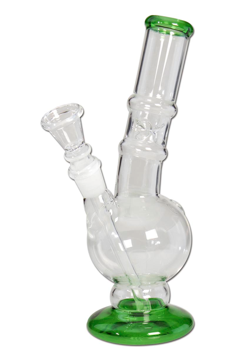 Glasbong Ice mini (klar/grün) h.210mm Ø 68/28mm NS 14 WS 2,5mm