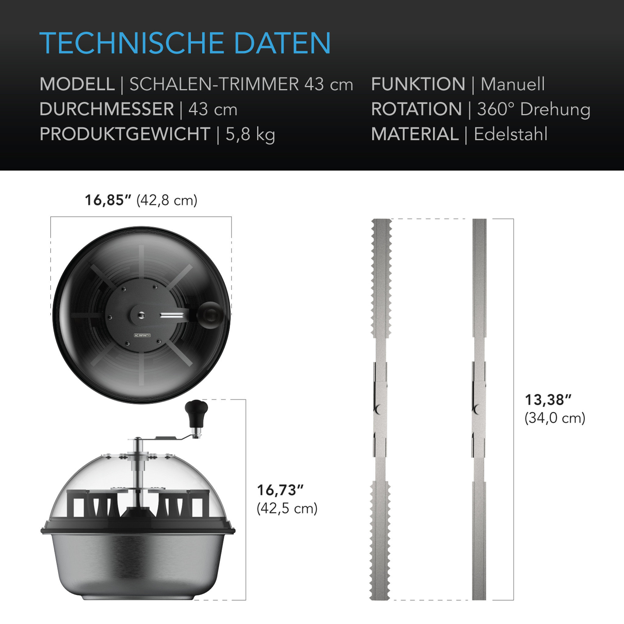 AC Infinity Bud Bowl Trimmer, Twist Spin Ø 43 AC Infinity Bud Bowl Trimmer, Twist Spin Ø 43