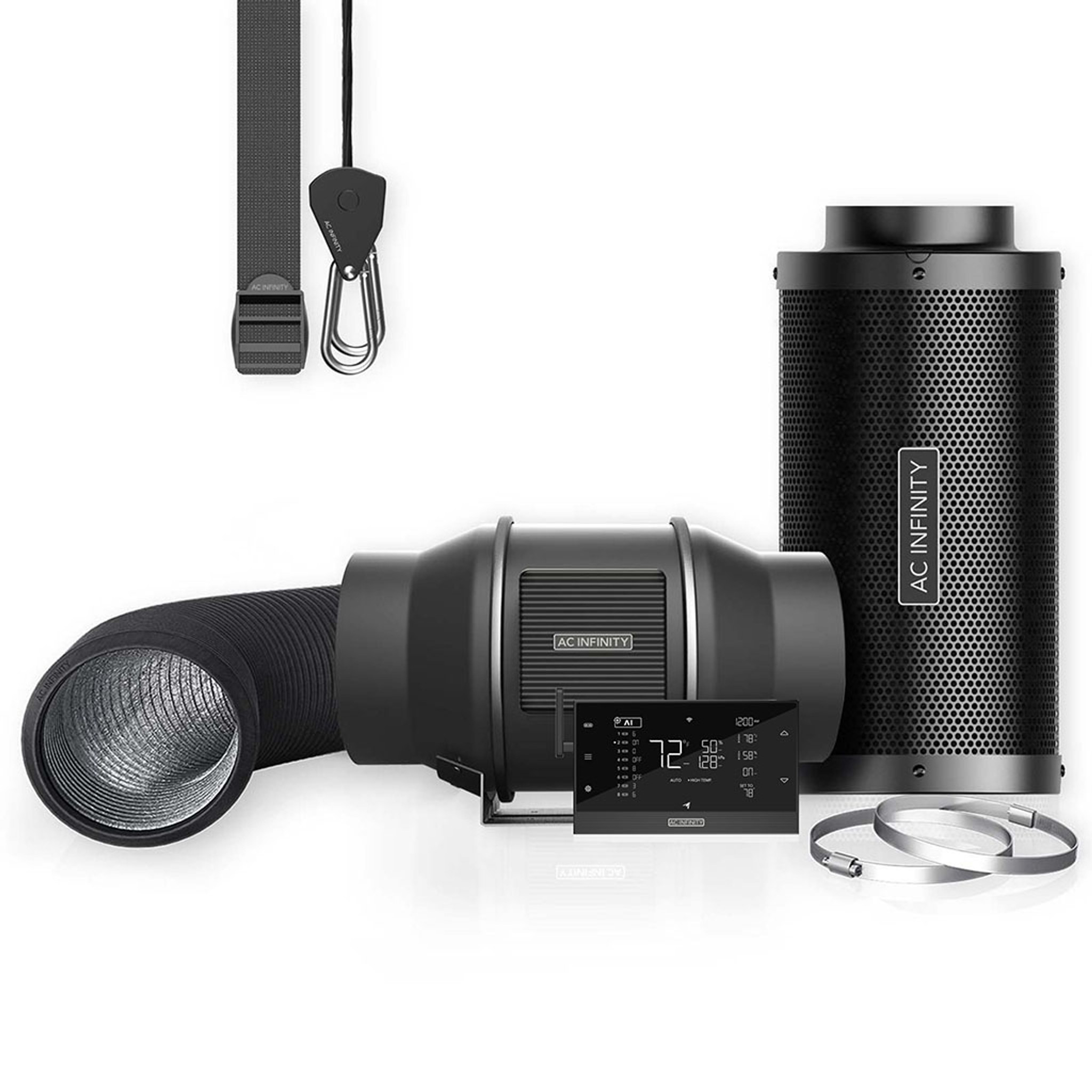 Ac Infinity Luftfilter-Set PRO > AI+ < 150mm. Inline-Ventilator mit Controller Ai+ und Aktivkohlefilter Ac Infinity Luftfilter-Set PRO > AI+ < 150mm. Inline-Ventilator mit Controller Ai+ und Aktivkohlefilter
