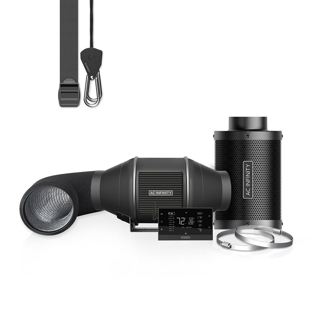 Ac Infinity Luftfilter-Set PRO > AI+< 100mm. Inline-Ventilator mit Controller Ai+und Aktivkohlefilter Ac Infinity Luftfilter-Set PRO > AI+< 100mm. Inline-Ventilator mit Controller Ai+und Aktivkohlefilter