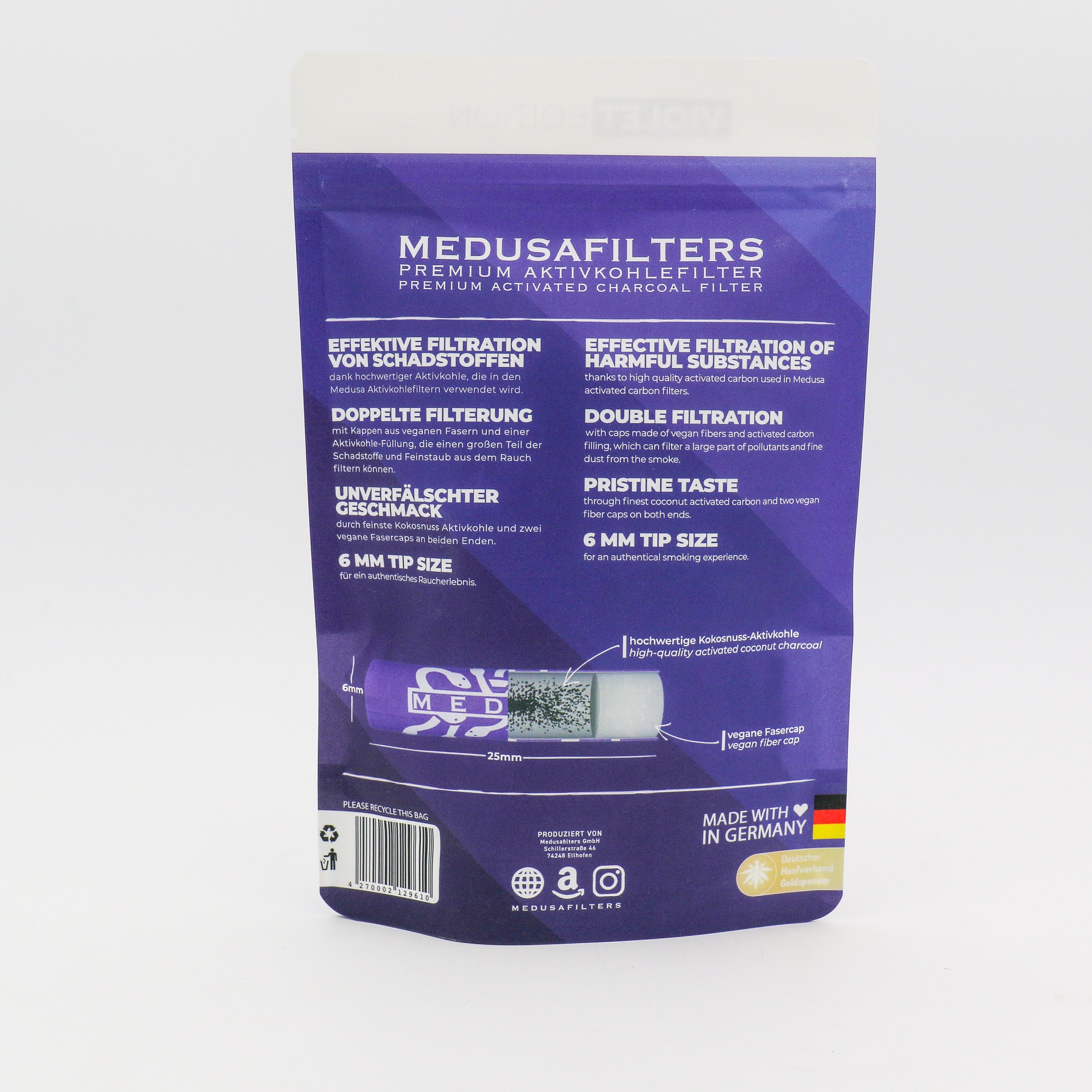 Medusafilters Aktivkohlefilter Violet Edition (Beutel 250-Stk) Medusafilters Aktivkohlefilter Violet Edition (Beutel 250-Stk)