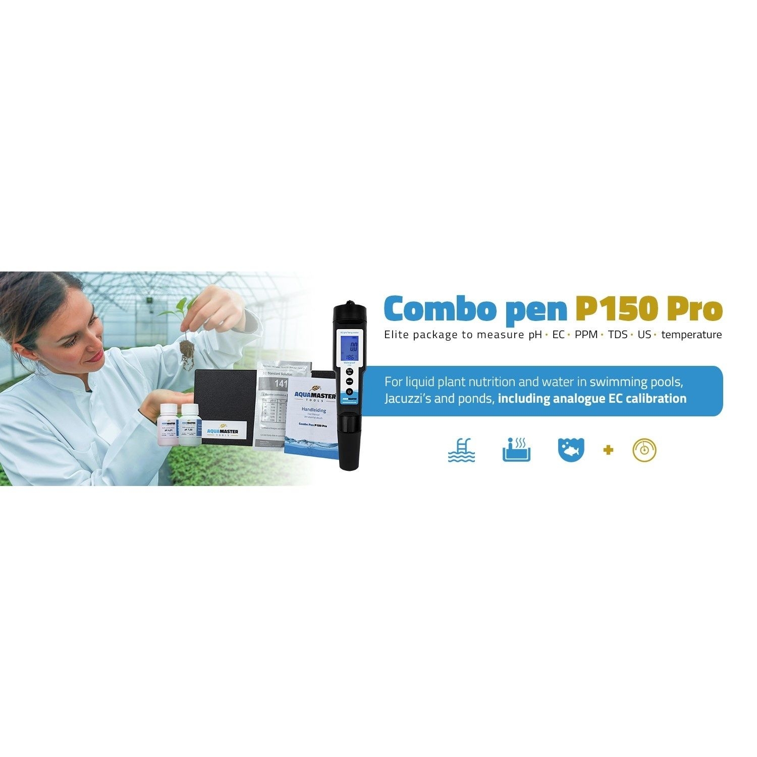 0c79af074978726f65efa9c0a9f261b6fe1cdf8e Aqua Master Tools Combo Pen P150 Pro pH, EC, TDS, PPM, Temp