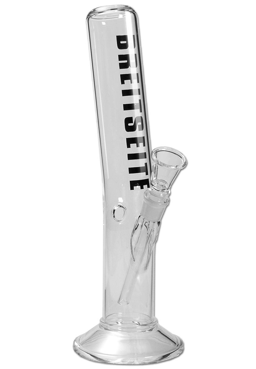 cf9884ea368b7e74f3d1ae2d5ae97d666995e691 Glasbong Breitseite gebogen H 410mm Ø55 NS 19