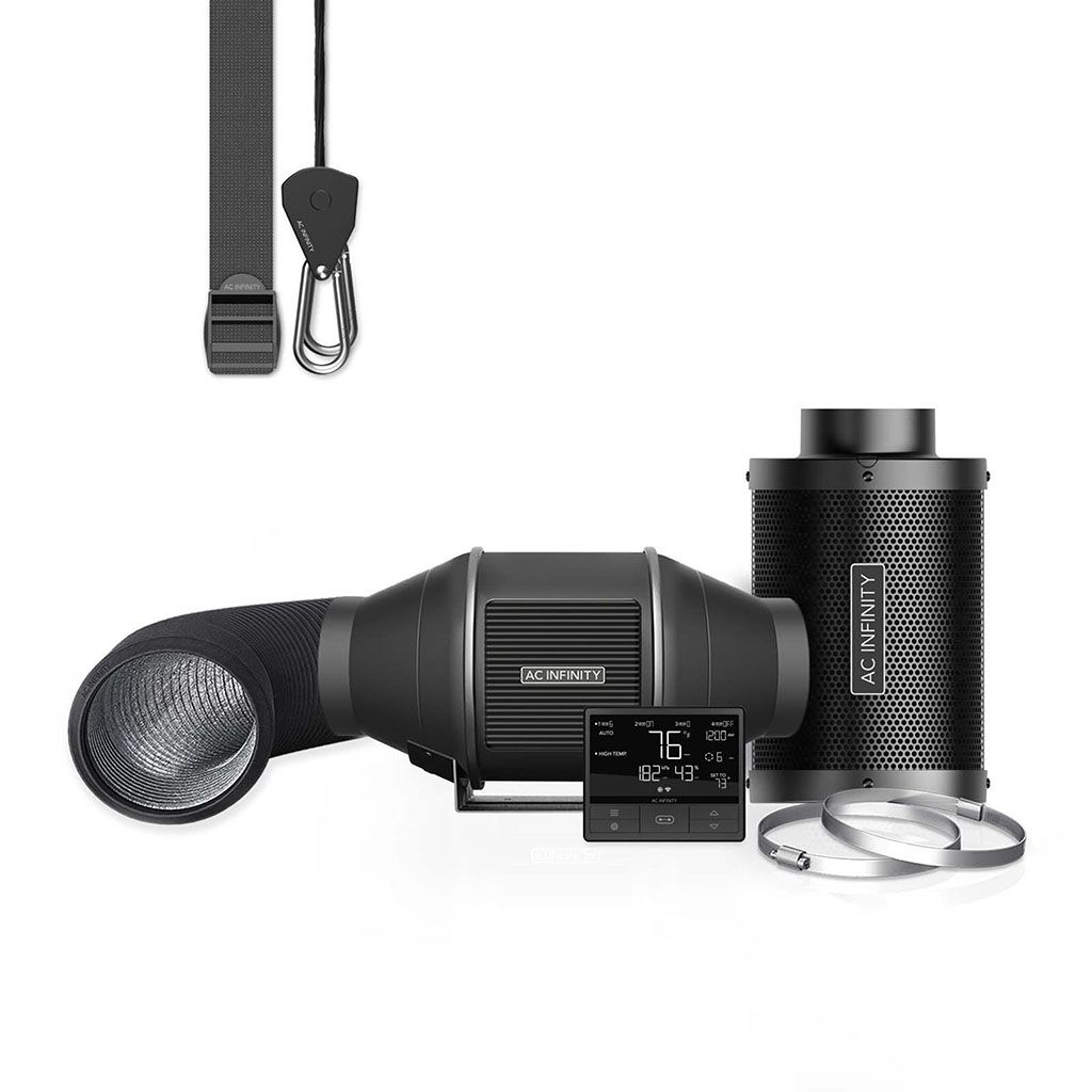 c9a4c6f3233a41af63db54d2e20eb32f53735d86 AC Abluft-Komplettset Pro 100, mit Lüfter, Filter, Smartcontroller, Schlauch und Sensoren /Luftstrom: 350 m3/h