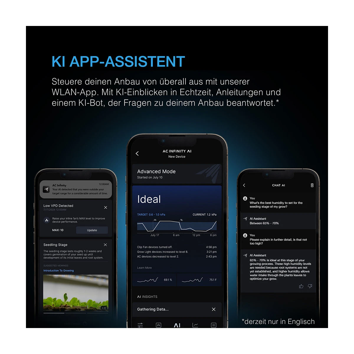AC Infinity CONTROLLER AI+ Umweltcontroller, KI-gestütztes Lernen und dynamische Pegelanpassung