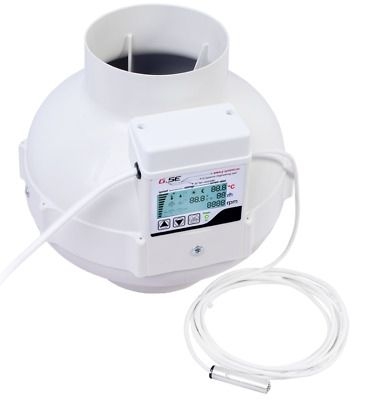 11d121e05e4ebc9e0bf560c98dbb672e16023674 GSE EC fan 125, regelt Temperatur und Luftfeuchtigkeit 950m3 mit LCD Display